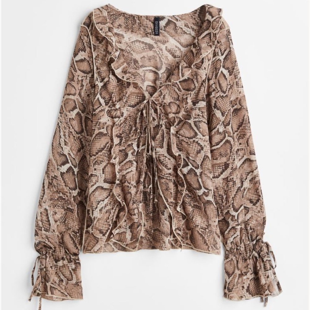 H&M Flounce trimmed chiffon blouse